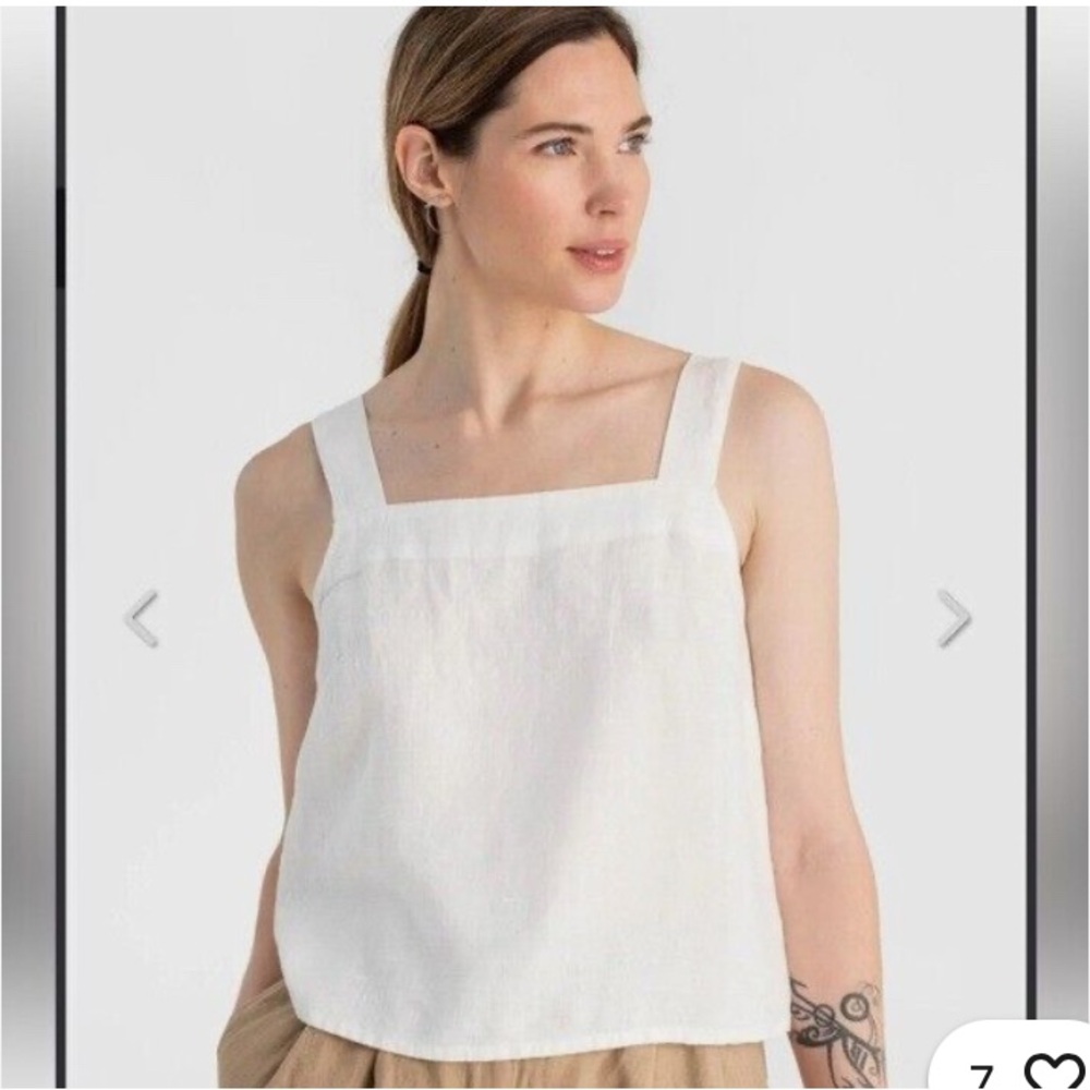 Faherty White Linen Tank Top with Side Zipper